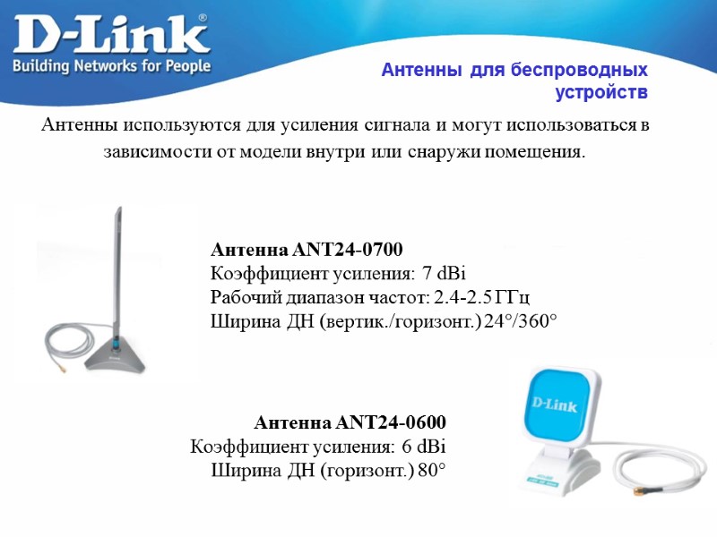 Антенны для беспроводных устройств Антенна ANT24-0700 Коэффициент усиления: 7 dBi Рабочий диапазон частот: 2.4-2.5